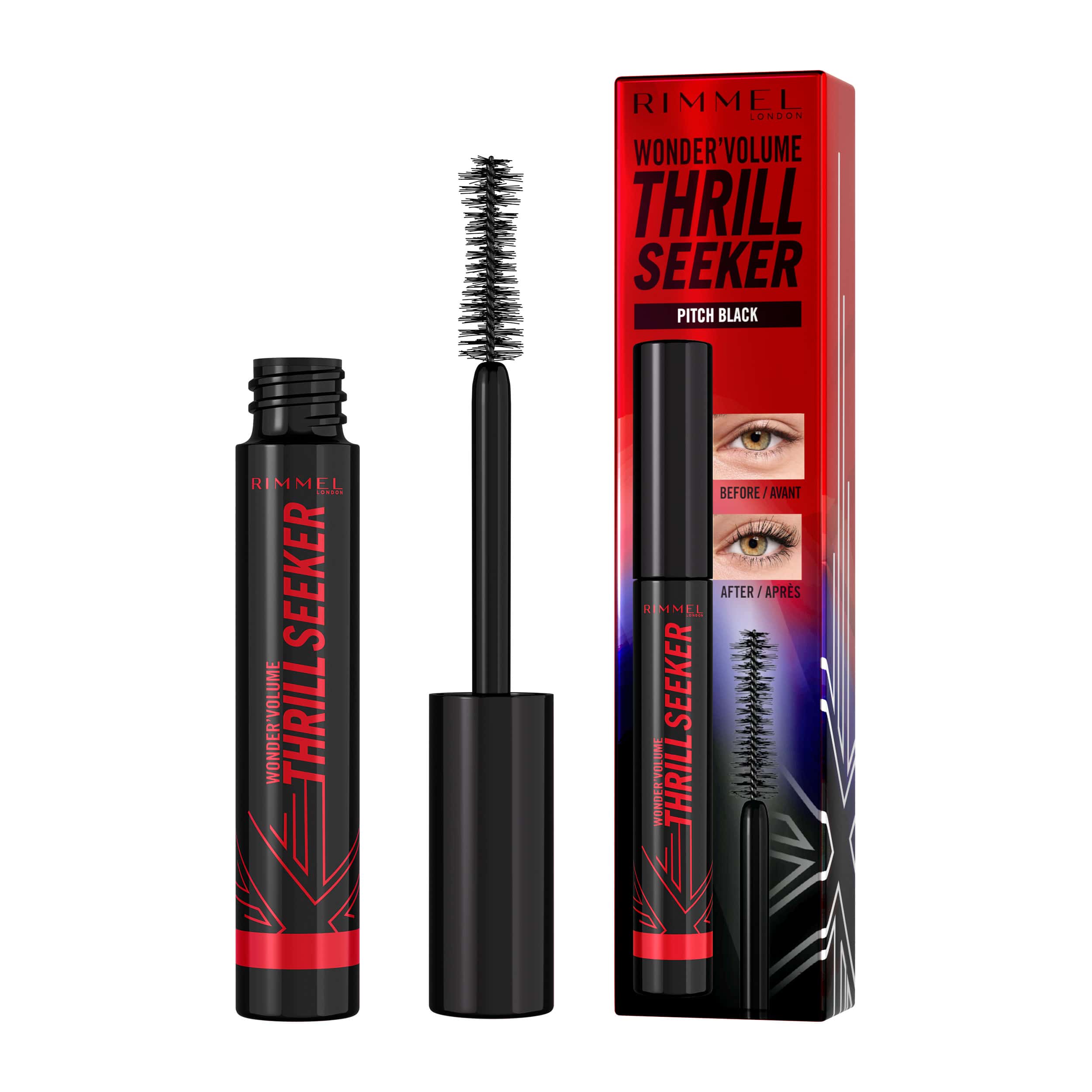 Туш для вій Wonder Volume Thrill Seeker Rimmel London (004) Pitch Black, 8 мл
